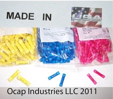 (150PK) 10-12 14-16 18-22 GAUGE VINYL BUTT CONNECTORS 50 EACH TERMINAL BARREL US