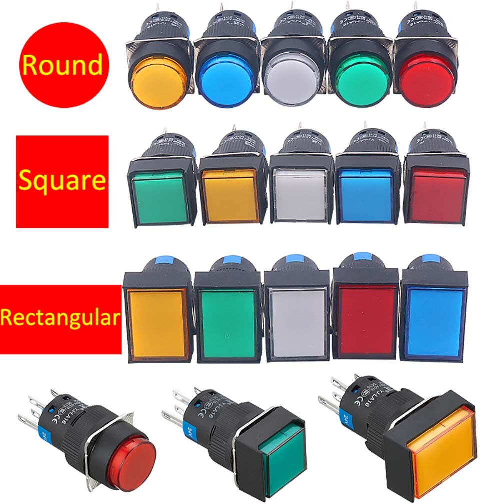16mm Momentary/Latching Push Button Switch 12V/24V ON/OFF 1NO+1NC 5A 4 thumbnail image