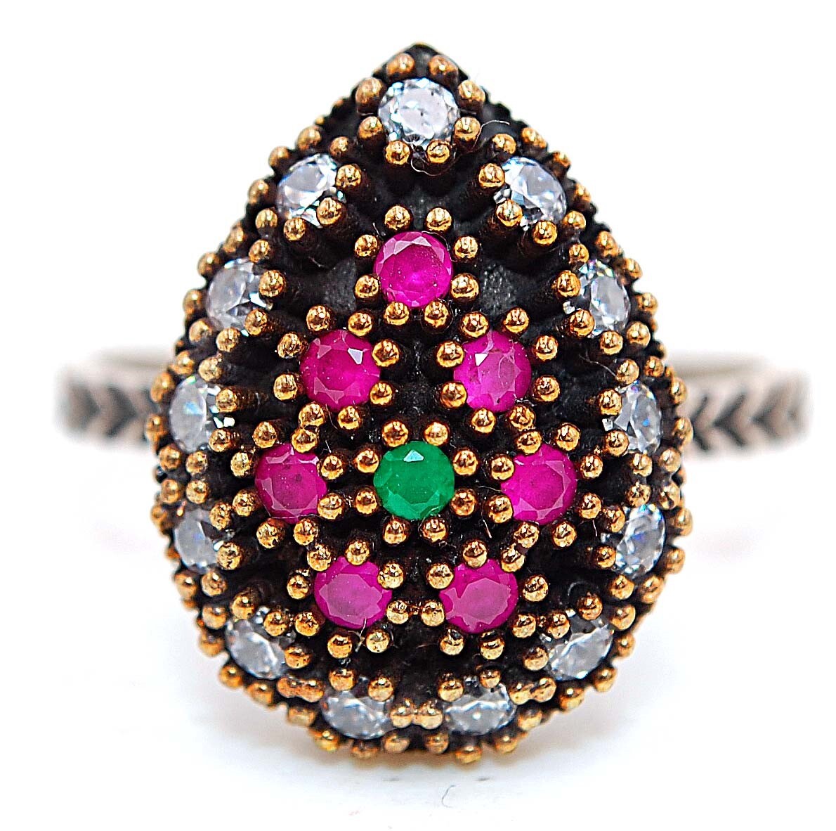 Sterling Silver Ottoman Style 2CT Treated Ruby Ring Size 7.5 HB3-6