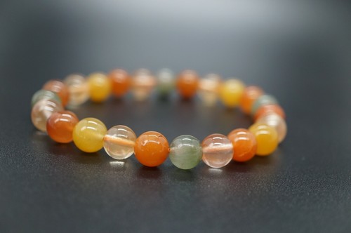 Rainbow Rutilated Quartz Round Bracelet Multi-color Rutilated Quartz 8MM - Picture 7 of 12