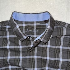Tasso Elba Long Sleeve Button Down Shirt Blue Pattern Cotton Men  s L 16 1/2