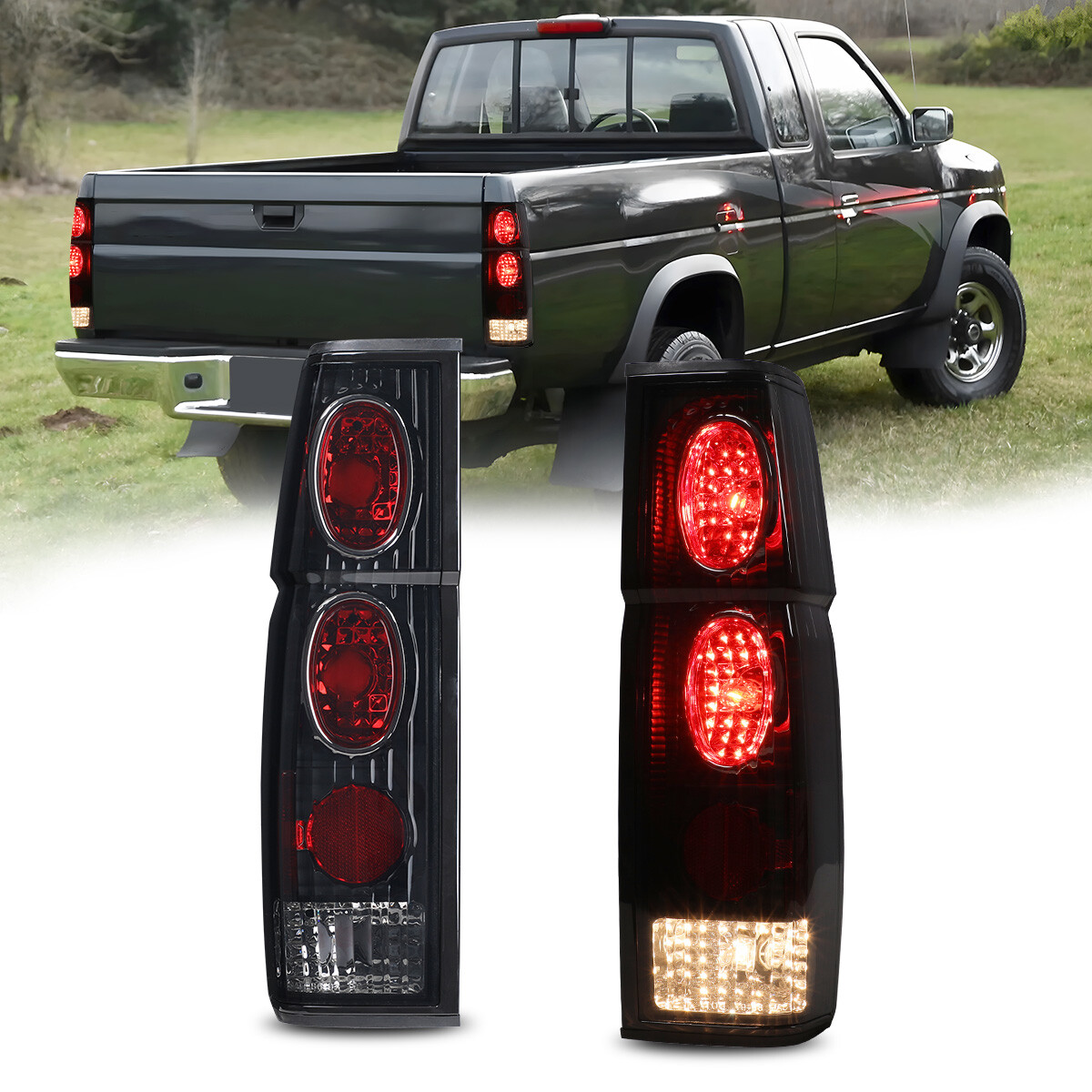 DEPO Red/Clear Rear Tail Light Pair for 1986-1997 Nissan Hardbody Pickup Truck