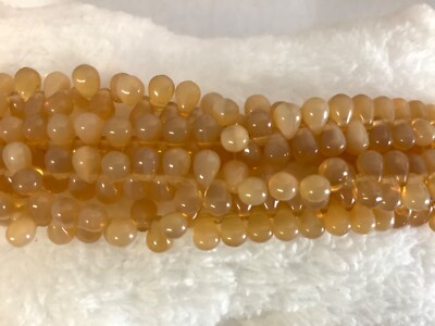 100 Milky Topaz Czech Glass Tear Drop Beads 6MM
