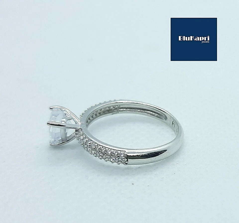 Anello Donna in Argento 925 Cuore 8mm con zirconi bianchi Rodiato - Immagine 4 di 4