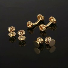 6pcs/Set Brass Mens Shirt Knot Cufflinks Stud Wedding Meeting Cuff Links Jewelry