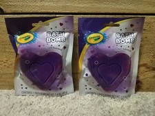 2 Grape Scented Bath Bombs by Crayola Heart Shaped New Sealed