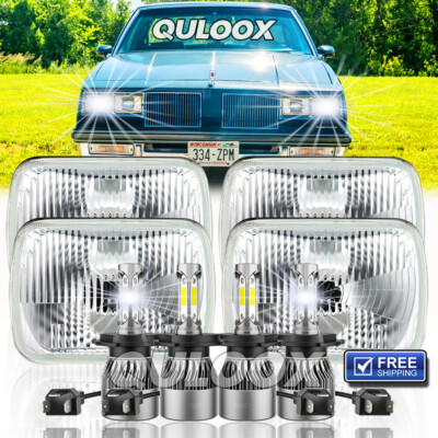 4PCS 4x6'' Led Headlights Hi/Lo Beam H4 For 1976-1988 Oldsmobile Cutlass Supreme