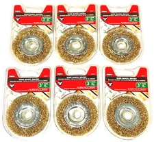 Mibro 3" Crimped Wire Wheel Brass Brush 6 Pack