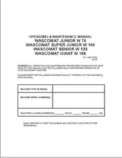 Operation & Maintenance Manual: Wascomat Washers (choice of 1 manual, see below)