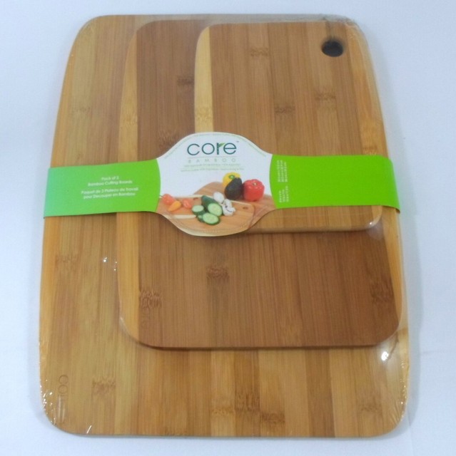 CORE BAMBOO 3 Piece Cutting Board Set Classic Two Tone Small Medium