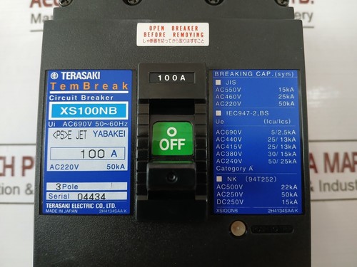 Disyuntor eléctrico Terasaki XS100NB caja moldeada 3 polos 100A AC690V 50-60HZ - Imagen 8 de 15