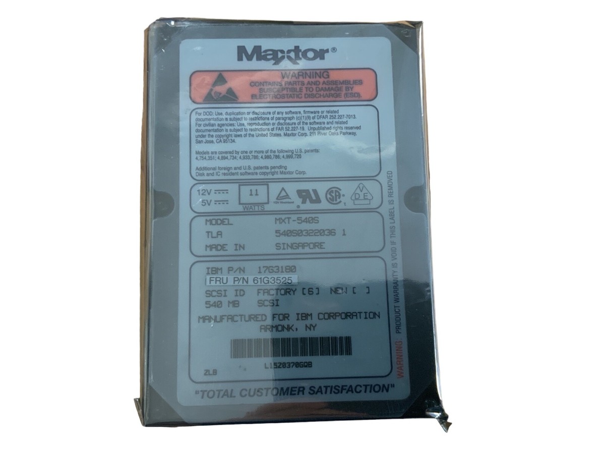 MXT-540S Maxtor MXT Series 540MB 6300 RPM SCSI 50-PIN 256KB