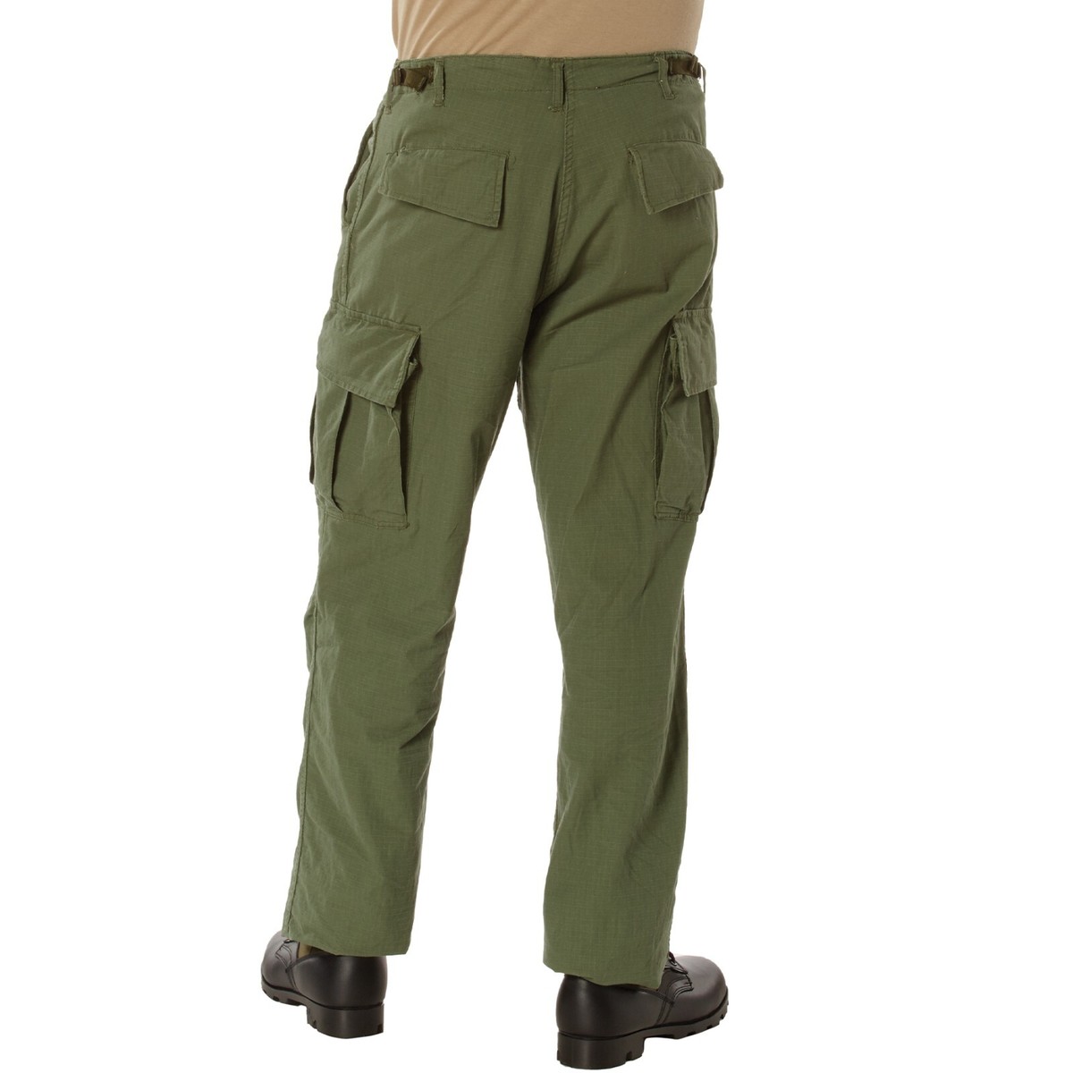 のん Vintage Vietnam Fatigue Cargo Pants Rip-Stop - Olive Drab 100