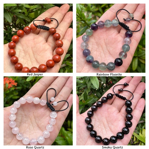 Grade A++ Edelstein Perlen verstellbar Armband 10 mm, echte Kristalle Armbänder - Bild 10 von 124