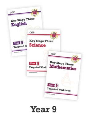 New CGP Year 9 Catch Up 3-book Bundle: Maths,English & Science Targeted Workbook