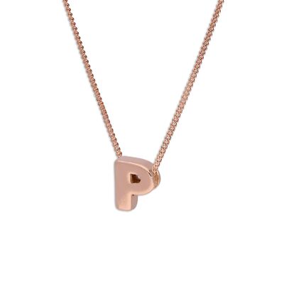 Rosévergoldete Sterlingsilber Buchstabe P Halskette 14 - 32 Zoll