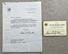 1975 Vice President Nelson Rockefeller Sign Letter Senate Chamber Ticket No COA