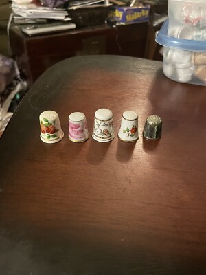 Kaiser, Palissy, Hammersley, Aynsley,& Mother Of Pearl Thimble-5 Total