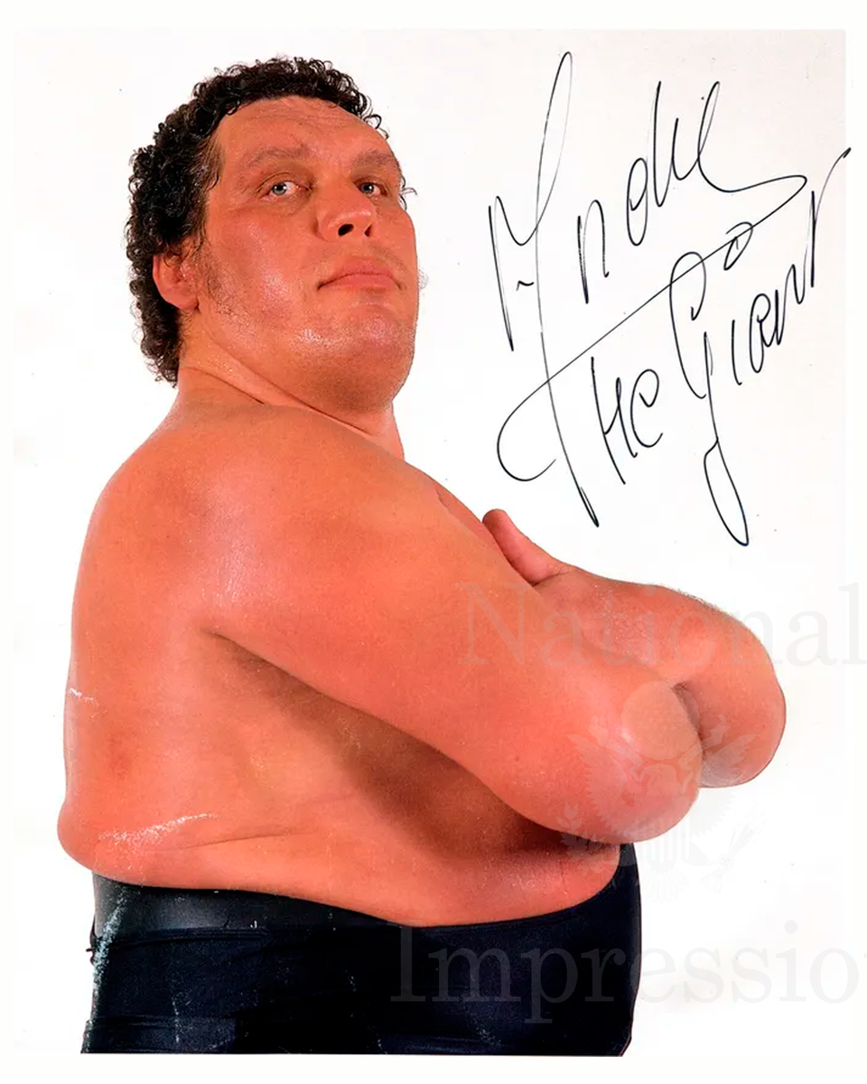 Andre the Giant WWE WWF Wrestling 1990's. Signed REPRINT 8x10
