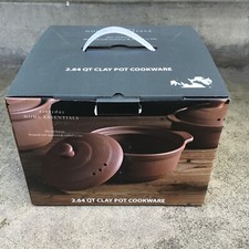 Home Essentials 2.64 QT Brown Clay Pot Cookware For Gas Wood Oven Stoves