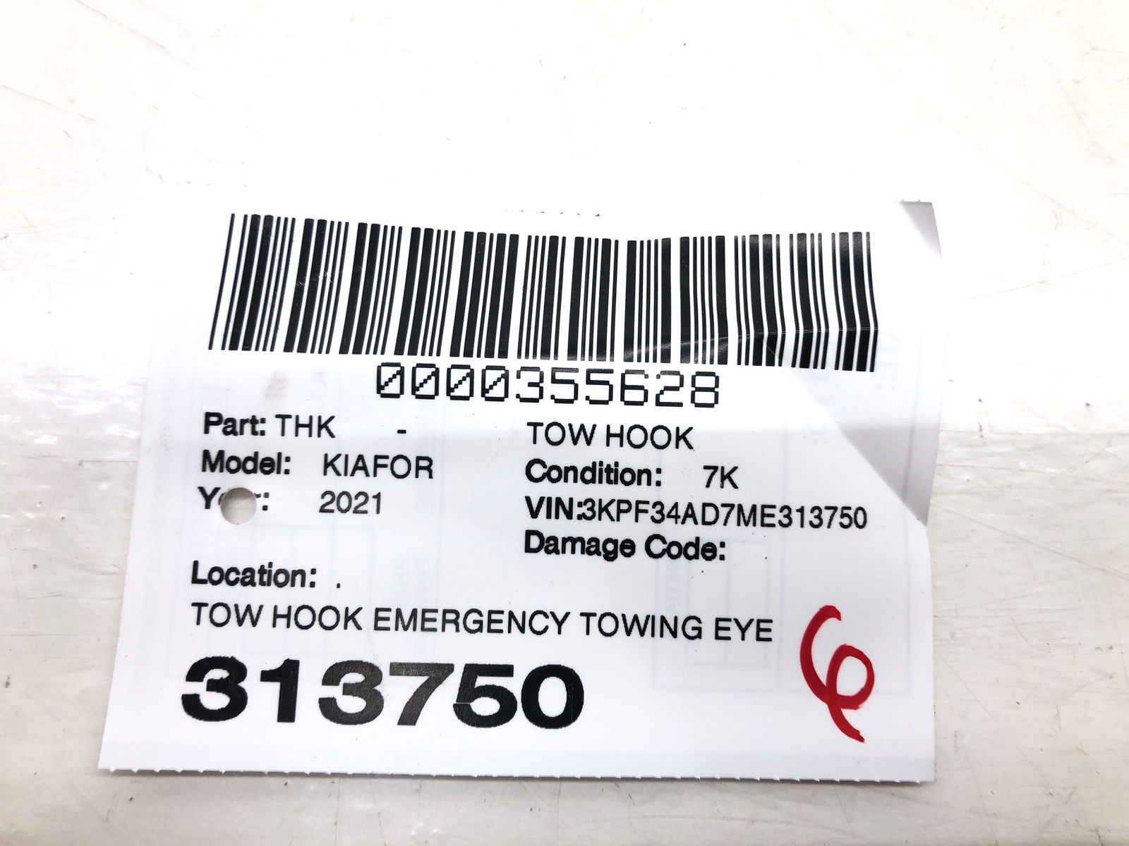 20192021 KIA FORTE TOW HOOK EMERGENCY TOWING EYE SET 2 PCS BLACK OEM