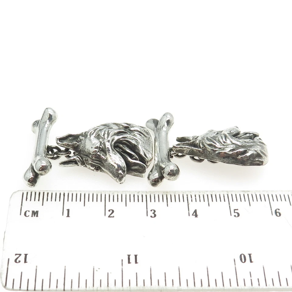 Gemelos oxidados vintage de plata de ley 925 K9 perro pastor alemán Foto 3 de 4
