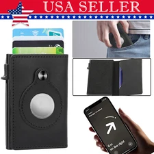 Airtag Wallet Case Genuine Leather Credit Card Holder for Apple Air Tag Cover US