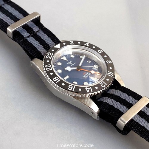 Reloj 38mm NH34 para Hombre GMT Buceo 20BAR Impermeable Esfera Azul Cúpula Zafiro - Imagen 7 de 8