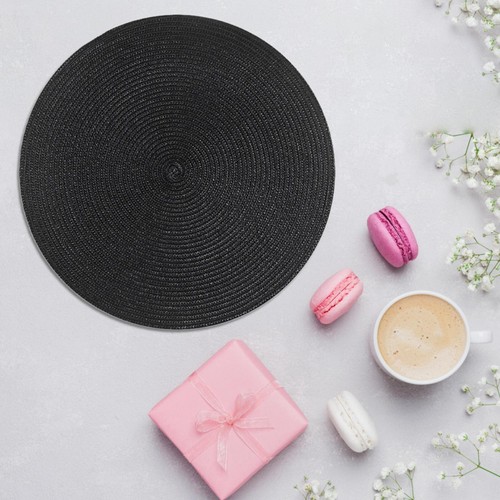 Round Braided Placemats 15 Inch Round Table Mats for Dinner Kitchen Dining Table - Picture 25 of 69