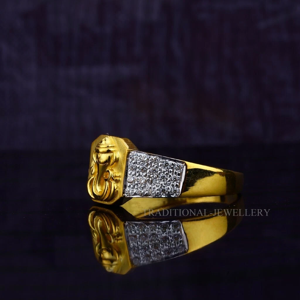 1 Gram Gold Plated Om With Diamond Finely Detailed Design Ring For Men -  Style B318 at Rs 2650.00 | Gold Plated Rings | ID: 2851111619848