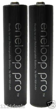 2 Panasonic Eneloop Pro AAA 950mAh NiMH Rechargeable Batteries 