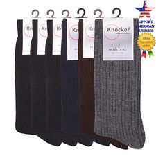 Men Cotton Dress Socks 6 or 12 Pairs Size 10-13 Crew Work Style Assorted Lot