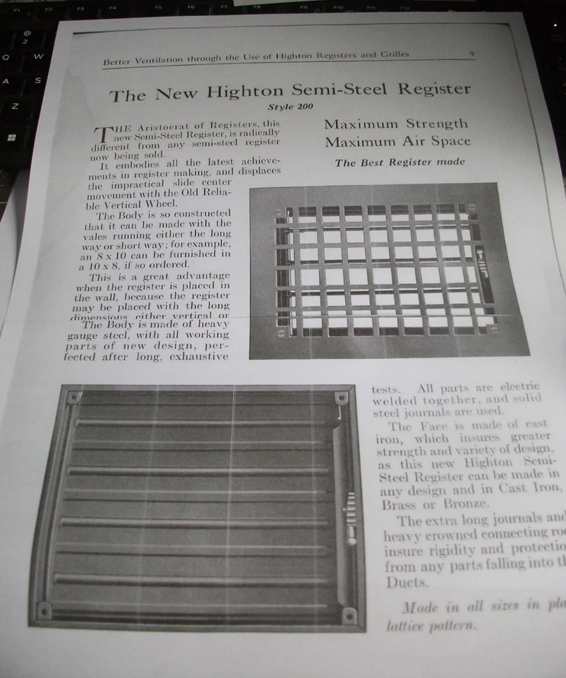 Brazo de ajuste de ventilación de calor de colección ornamentado-victoriano-fundido-hierro fundido-registro para piezas/restos Foto 3 de 4