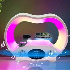 6-in-1 Smart Night Light with Bluetooth Speaker, Wireless Charger, RGB Lighting