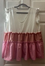 Shein Woman’s Short Sleeve White, Red, And Pink Dress. Size - Large 