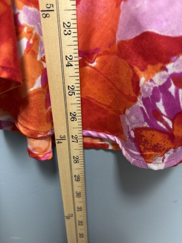 Natori Silky Orange/Purple Floral Print Pajama 2 Pc Set Sz L - Picture 3 of 14