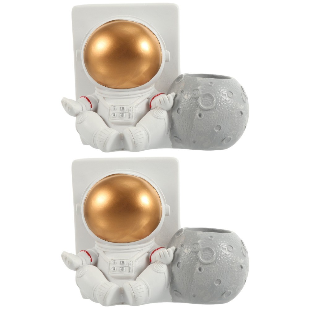 2 stücke Haushalt Smartphone Stand Astronaut-förmiger Stifthalter Harz Spaceman