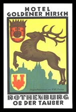 Hotel Goldener Hirsch ROTHENBURG Germany - vintage luggage label