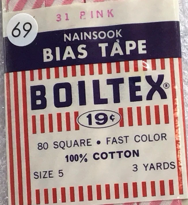 Cinta sesgada Boiltex Nainsook rosa 1/2" 3 yardas talla 5 31 rosa 100 % algodón vintage Foto 2 de 4