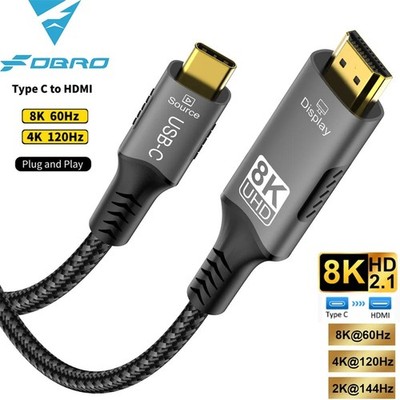 USB C to HDMI cable 8K@60Hz 4K@120Hz Type C to HDMI compatible HDTV cable for TV