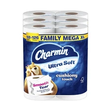 Charmin Ultra Soft Cushiony Touch Toilet Paper, 18 Family Mega XL Rolls = 126...