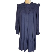 GOOD HART Matilda Jane Blue Smocked Ruffle Sleeve Tiered Midi Dress M Cotton