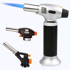 Refillable Butane Blow Torch Adjustable Flame Gas Burner Torch Head Autoignition