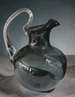 Vtg Blenko Glass #544 Charcoal Pitcher Crystal Handle Wayne Husted Design
