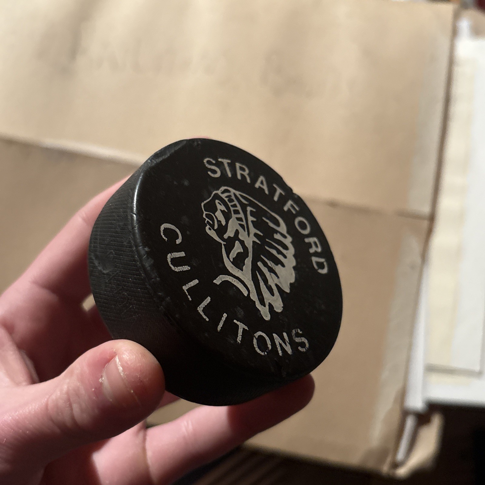 STRATFORD CULLITONS OHA Era VINTAGE   HOCKEY 🏒 PUCK  VICEROY MFG. Made In🇨🇦