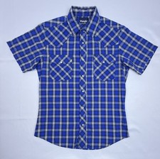 Wrangler Men’s Western Plaid Short Sleeve Shirt Size M Blue Black White New