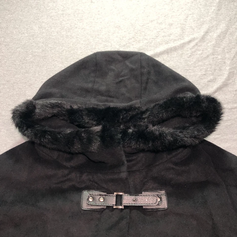 Miss Me Poncho Coat Women's L Dark Feminine Minimalist Chic Jet Black - Image 3 of 4