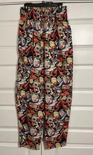 Uniform City Chef Restaurant Uniform Pants Sz L Seafood Lobster Shrimp Print EUC