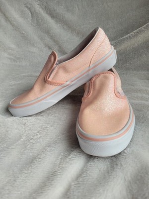 NWOT Vans Classic Slip On Glitter Apricot Nectar Big Kid size 2.5 Pink Sparkle