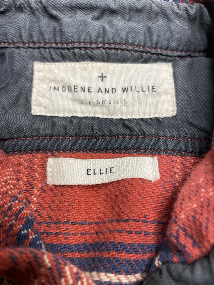 Camisa de franela roja a cuadros Imogene + Willie Ellie para mujer XS algodón hecha en EE. UU. Foto 3 de 4